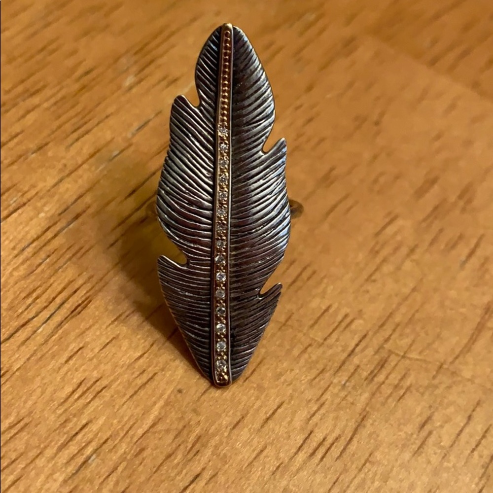 Elizabeth & James RLM Feather 2-Tone Ring w Stones